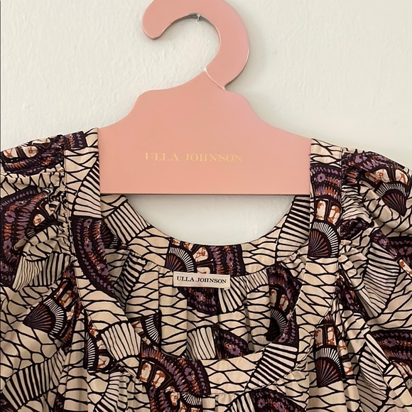 Ulla Johnson Cream Maxi Dress with Black & Brown Fan Motif - Picture 3 of 7